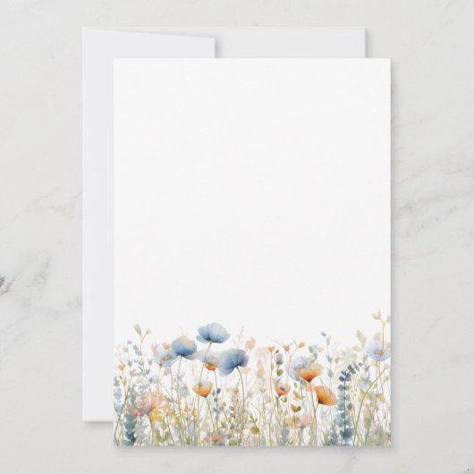 Dusty Blue Peach Wildflowers 60e verjaardag Kaart (Achterkant)