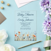Dusty Blue Peach Wildflowers Baby shower Acryl Uitnodigingen (Insitu (Huwelijk))