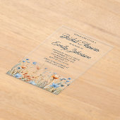 Dusty Blue Peach Wildflowers Vrijgezellenfeest Acryl Uitnodigingen (Laagn)