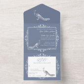 Dusty Blue Peacock bloeit in één uitnodiging (Binnen)