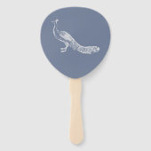 Dusty Blue Peacock Flourish Wedding Favor Hand Fan Handwaaier (Achterkant)