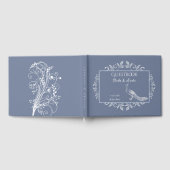 Dusty Blue Peacock Flourish Wedding Guest Book Gastenboek (Volledig)