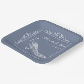 Dusty Blue Peacock Flourish Wedding Shower Papieren Bordje (Gebogen)