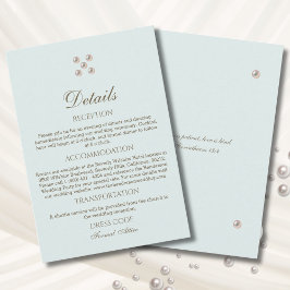 Dusty Blue Pearl Christian Wedding Details   Informatiekaartje