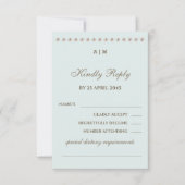 Dusty Blue Pearl Christian Wedding RSVP Card  (Voorkant)