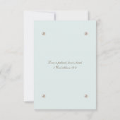 Dusty Blue Pearl Christian Wedding RSVP Card  (Achterkant)