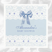 Dusty Blue Pearls Satijn Bow Lace Baby shower Servet