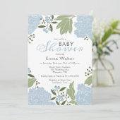 Dusty Blue Peonies Baby shower Kaart (Staand voorkant)