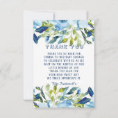 Dusty Blue Peonies Boy Baby shower Bedankkaart (Voorkant)