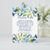Dusty Blue Peonies Boy Baby shower Bedankkaart (Staand voorkant)