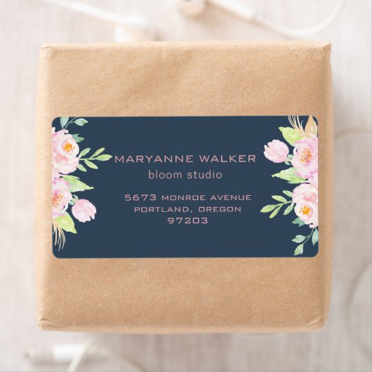 Dusty Blue Peonies Return Address Label (Insitu)