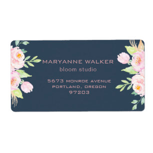 Dusty Blue Peonies Return Address Label