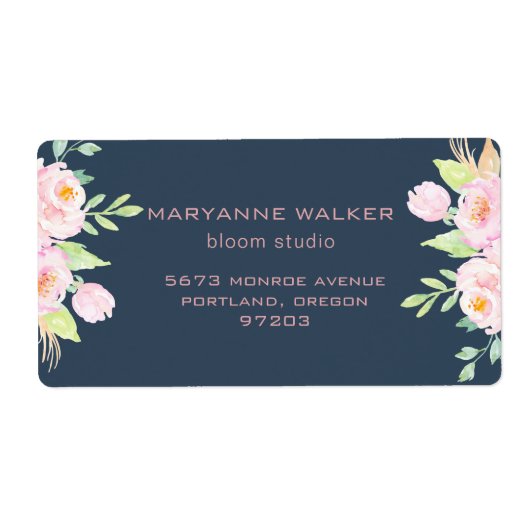Dusty Blue Peonies Return Address Label (Voorkant)