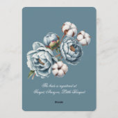 Dusty Blue Peony and Cotton Bridal Shower Kaart (Achterkant)
