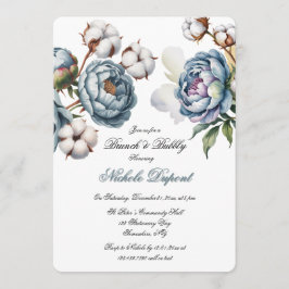Dusty Blue Peony and Cotton Brunch & Bubbly Kaart