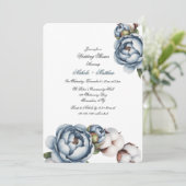 Dusty Blue Peony and Cotton Wedding Shower Kaart (Staand voorkant)