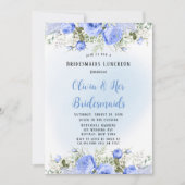 Dusty Blue Peony Blossom Bridesmaids Luncheon Kaart (Voorkant)