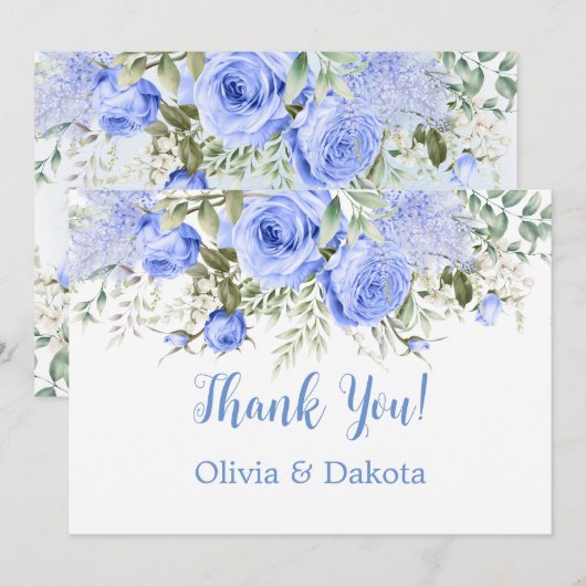 Dusty Blue Peony Blossom Chic Bedankt voor je kaar Kaart (Voorkant / Achterkant)