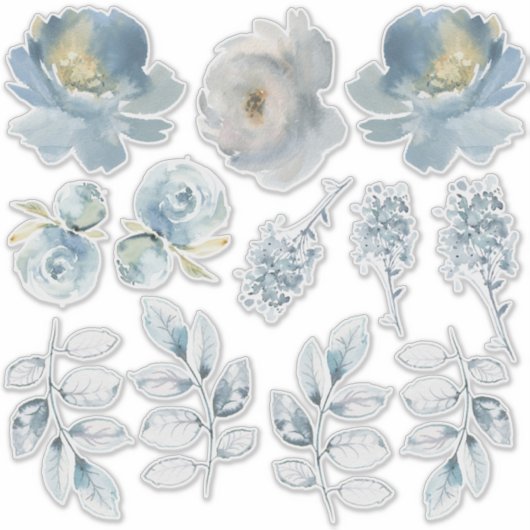 Dusty Blue Peony Bouquet Creator Set van Stickers (Voorkant)