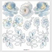 Dusty Blue Peony Bouquet Creator Set van Stickers (Vel)