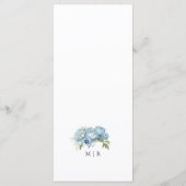 Dusty Blue Peony Elegant Waterverf Wedding Menu (Achterkant)