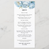 Dusty Blue Peony Elegant Waterverf Wedding Menu (Voorkant)