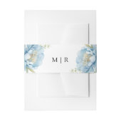 Dusty Blue Peony Elegant Waterverf Wedding Uitnodigingen Wikkel (Voorkant Voorbeeld)