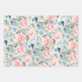 Dusty Blue Peony en Roze Roses Garden Inpakpapier Vel (Voorkant 2)