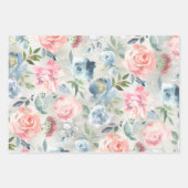 Dusty Blue Peony en Roze Roses Garden Inpakpapier Vel (Voorkant 3)