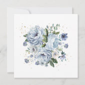 Dusty Blue Peony Floral 80th Birthday Party Kaart (Achterkant)