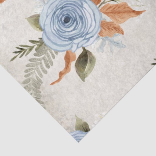  "Dusty Blue Peony Floral Foliage"-ontkoppeling Tissuepapier (Detail)