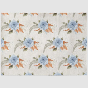 "Dusty Blue Peony Floral Foliage"-ontkoppeling Tissuepapier