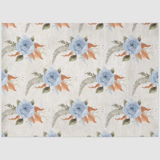  "Dusty Blue Peony Floral Foliage"-ontkoppeling Tissuepapier (Voorkant)