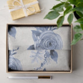  "Dusty Blue Peony Floral Foliage"-ontkoppeling Tissuepapier (Geschenk)