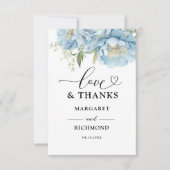 Dusty Blue Peony Floral Wedding Bedankt (Voorkant)