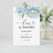 Dusty Blue Peony Floral Wedding Bedankt (Staand voorkant)