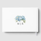 Dusty Blue Peony Floral Wedding Guest Book Gastenboek (Achterkant)