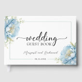 Dusty Blue Peony Floral Wedding Guest Book Gastenboek (Voorkant)