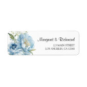 Dusty Blue Peony Floral Wedding Retouradres Etiket (Voorkant)
