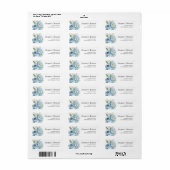 Dusty Blue Peony Floral Wedding Retouradres Etiket (Full Sheet)
