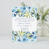 Dusty Blue Peony Florals Boy Baby in Bloom Shower Kaart (Staand voorkant)