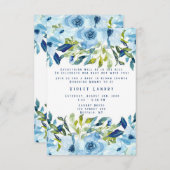 Dusty Blue Peony Florals Boy Baby in Bloom Shower Kaart (Voorkant / Achterkant)