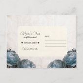 Dusty Blue Peony Flowers  Save the Date Aankondigingskaart (Achterkant)