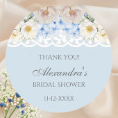 Dusty Blue Peony Hydrangea Vrijgezellenfeest Bedan Ronde Sticker