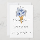 Dusty Blue Peony Ice Cream Cone Dank u Kaarten (Voorkant)