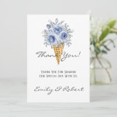 Dusty Blue Peony Ice Cream Cone Dank u Kaarten (Staand voorkant)