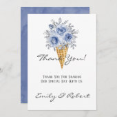 Dusty Blue Peony Ice Cream Cone Dank u Kaarten (Voorkant / Achterkant)