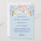 Dusty Blue Peony Romantic Hydrangea Vrijgezellenfe Kaart (Voorkant)