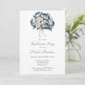 Dusty Blue Peony Roos & Glitter Bachelorette Party Kaart (Staand voorkant)