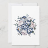 Dusty Blue Peony Roos & Glitter Bachelorette Party Kaart (Achterkant)